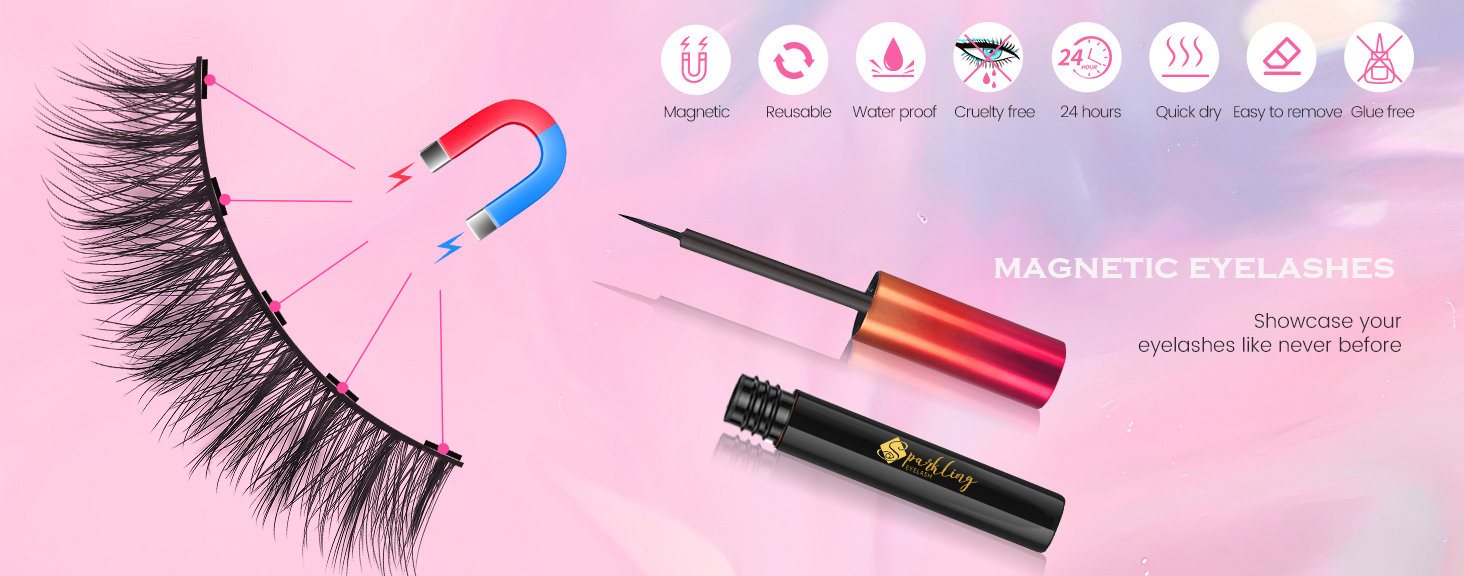 Pingdu Sparkling Eyelash® 3D 磁気まつげキットで完璧な魅力的な外観を手に入れましょう